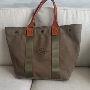 Rag & Bone-canvas Tote Bag with Leather Handles - Olive/Brown